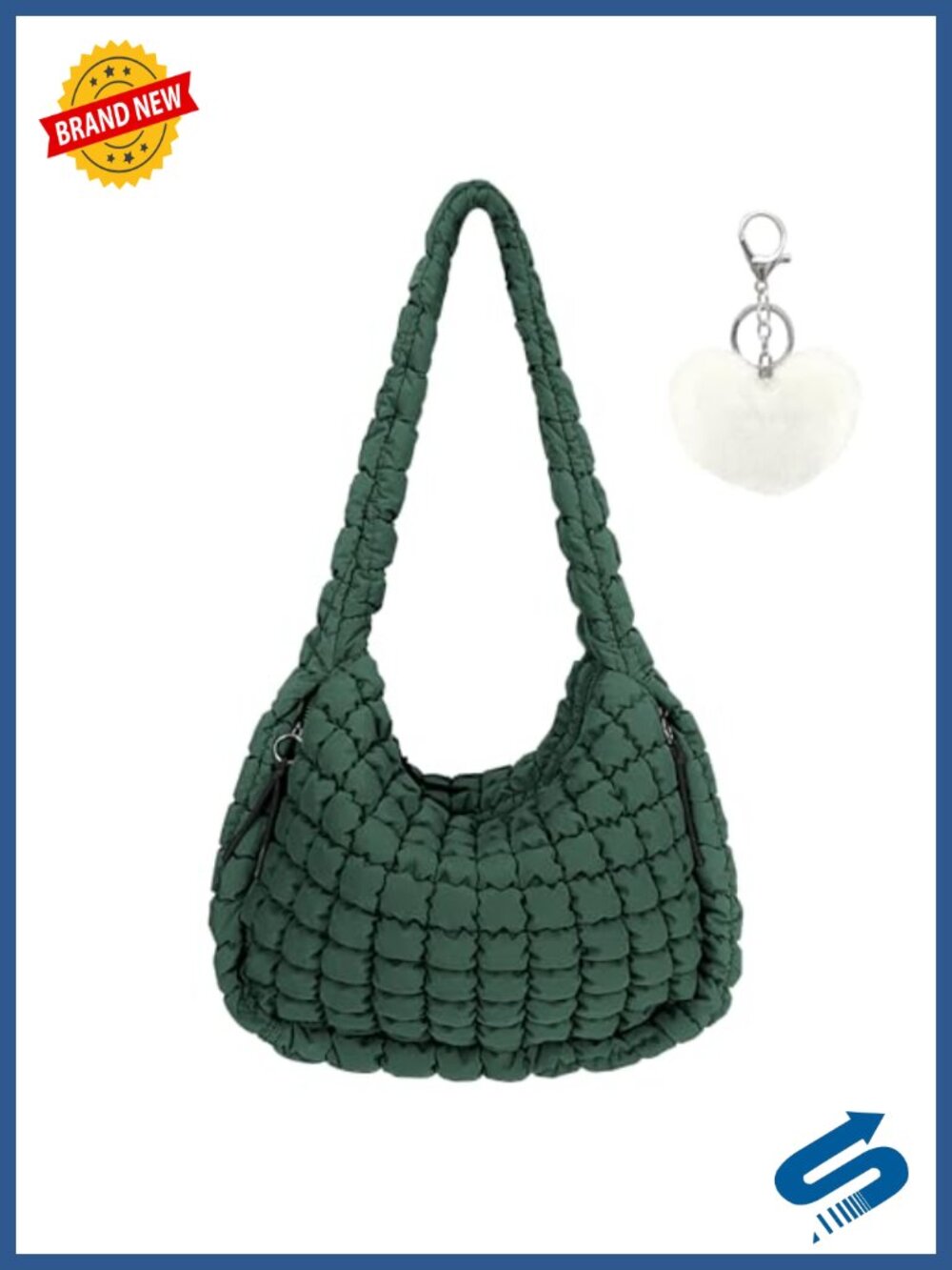 Quilted Nylon Puffer Tote Bag Crossbody Shoulder Purse Large